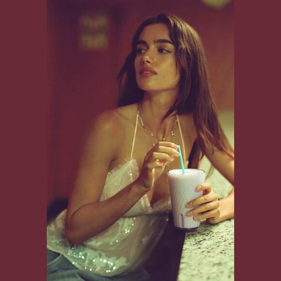 NEW Mare Mare - Sizes L, XL Women's V-Neck Halter Shiny Sequin Tank Top - Ivory - Picture 1 of 7